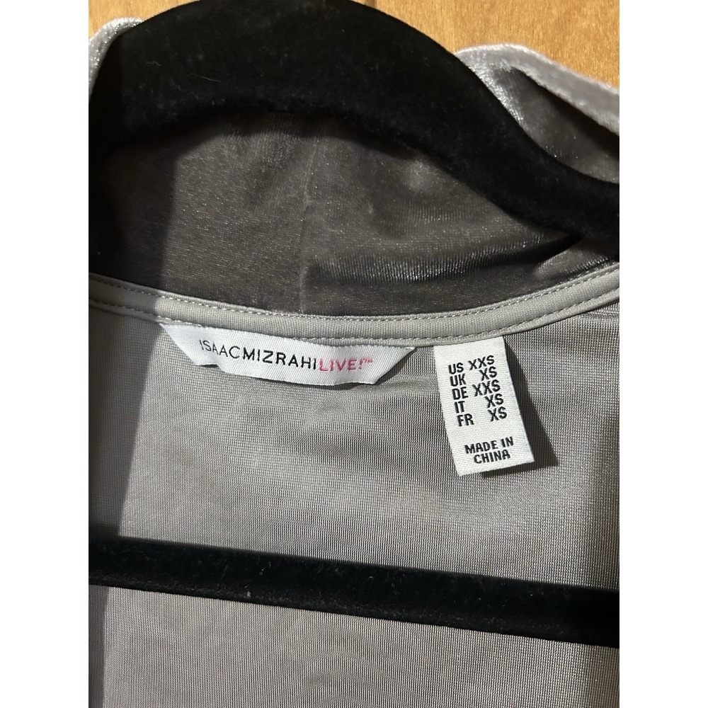 Issac Mizrahi Open Front Velour Cardigan Size XXS Grey with Pockets - Picture 3 of 6